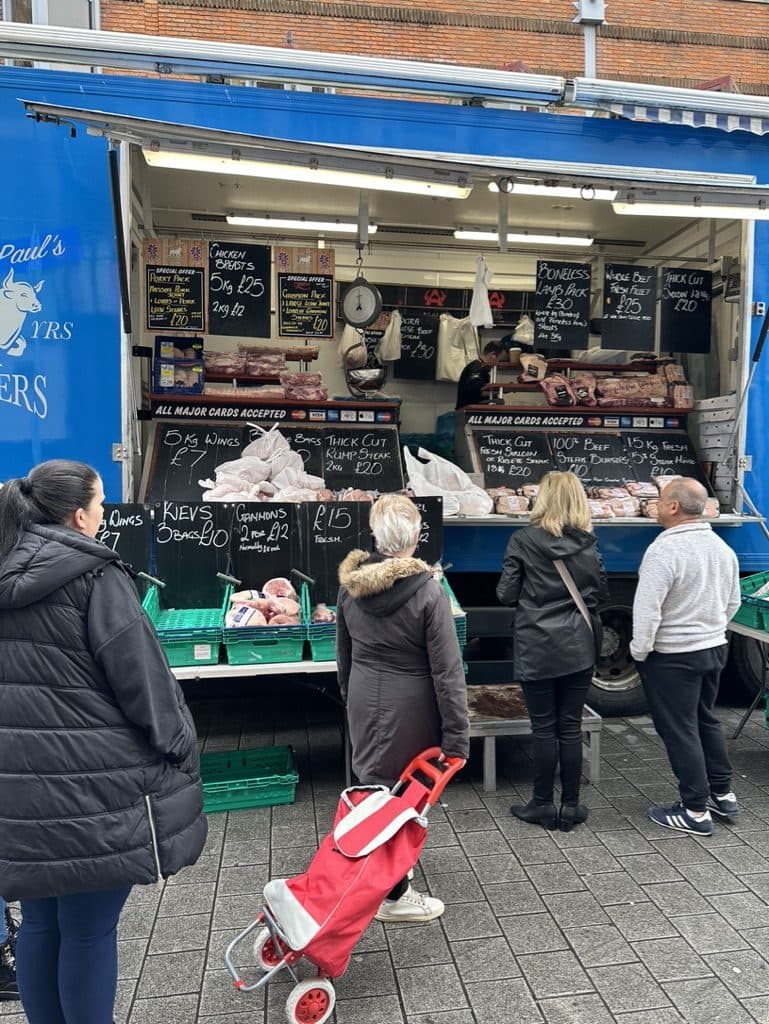 The butcher’s stall at Redhill Market